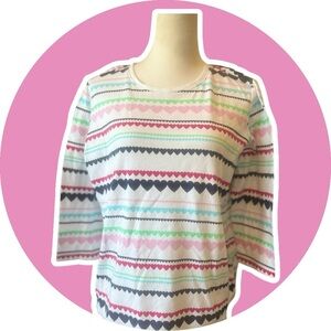 Kim Rogers Multicolor Heart Pattern Blouse